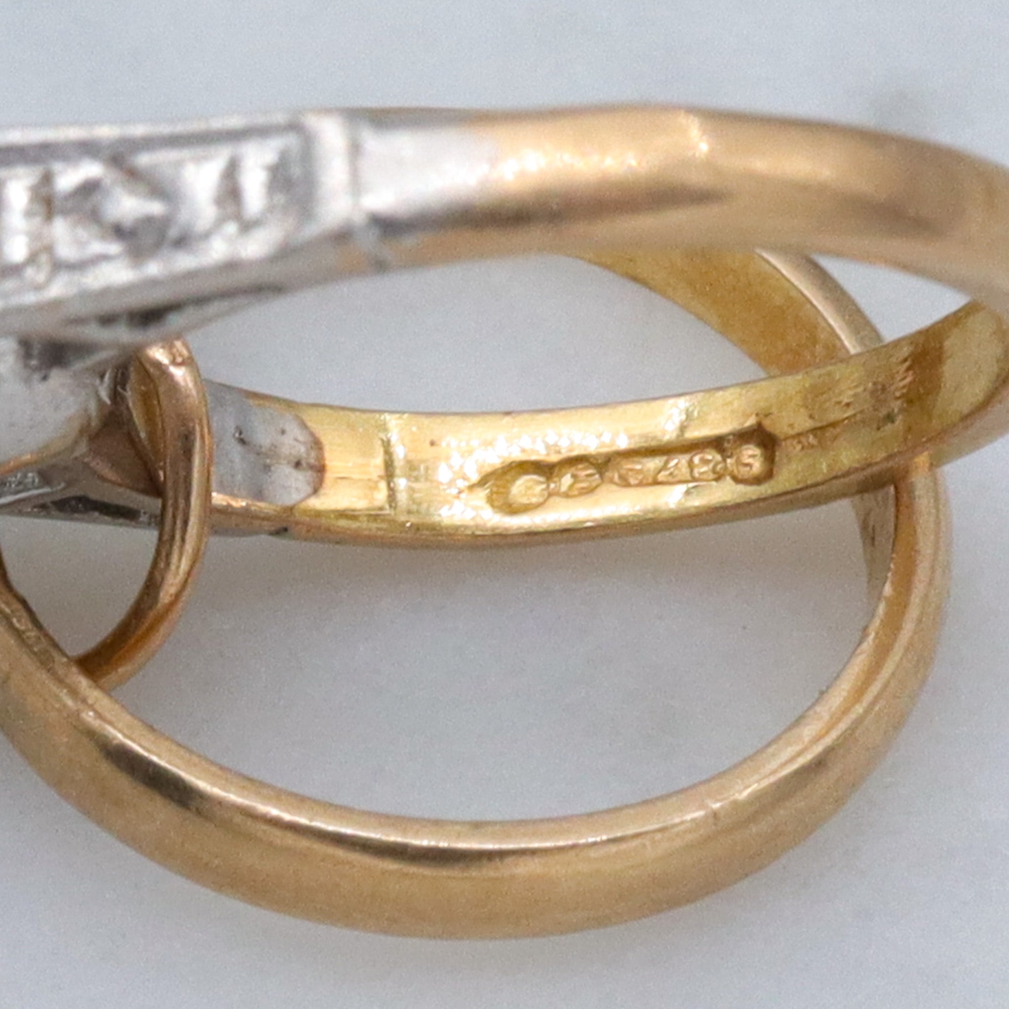 Vintage English 9k gold engagement & wedding ring charm pendant